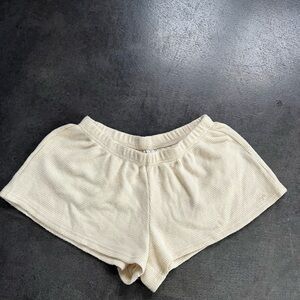 Urban Outfitters Cream Waffle Knit Lounge Shorts